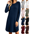 thumbnail image 1 of Vmberlty Women's Fall Winter Dresses Solid Color Ribbed Long Sleeve Midi Dresses Casual Outfits for Home and Party Occasions, 1 of 7