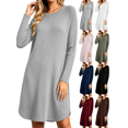 thumbnail image 1 of Vmberlty Women's Fall Winter Dresses Solid Color Ribbed Long Sleeve Midi Dresses Casual Outfits for Home and Party Occasions, 1 of 7