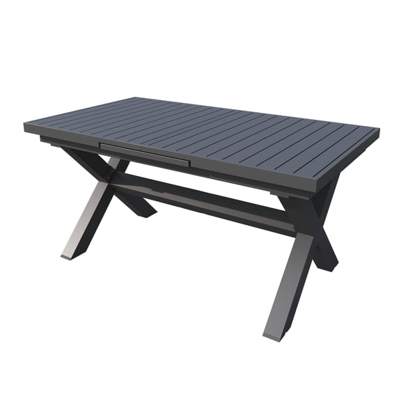 Vmopu 6-8 Person Slatted Tabletop Large Outdoor Patio Dining Table Rectangular Metal Steel