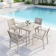 thumbnail image 1 of Vmopu Home Table and Chairs Dining Set, Aluminum Square Table with 4 Back Chairs Foldable and Portable, 1 of 4