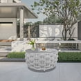 thumbnail image 1 of Vmopu Modern Gray 14"HX 28"W Round Aluminum Outdoor Coffee Table with Rock Slab for Living Room,Garden,Balcony ,Corridor, 1 of 8