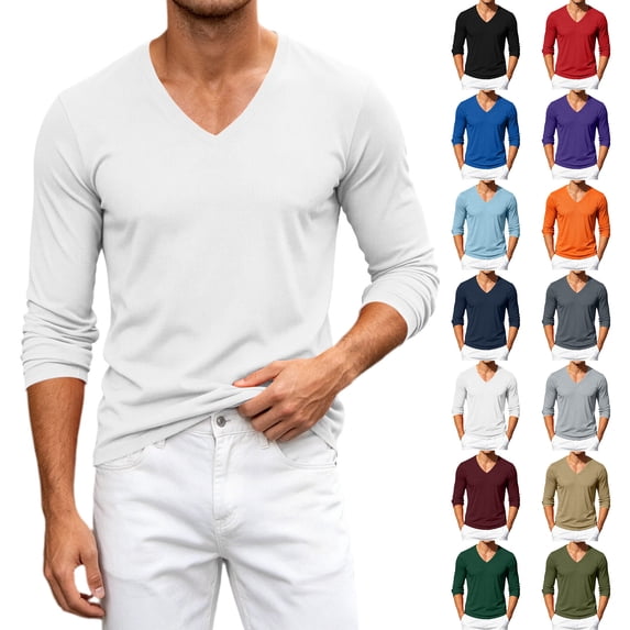 Vmvidoty 2026 Mens Long Sleeve V Neck Mesh Shirts Lightweight Tees Casual Basic Workout T Shirts White S