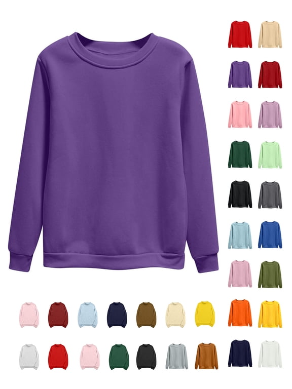 2026 Sweatshirts for Women Plus Size,Women's Oversized Round Neck Long Sleeve Sweatshirts Deep Purple 4XL