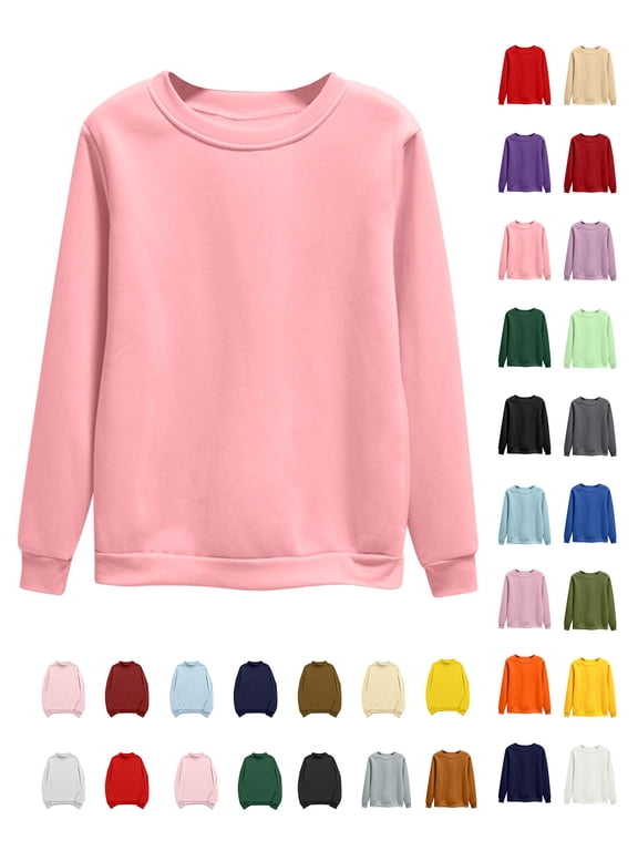 2026 Sweatshirts for Women Plus Size,Women's Oversized Round Neck Long Sleeve Sweatshirts Pink2 3XL