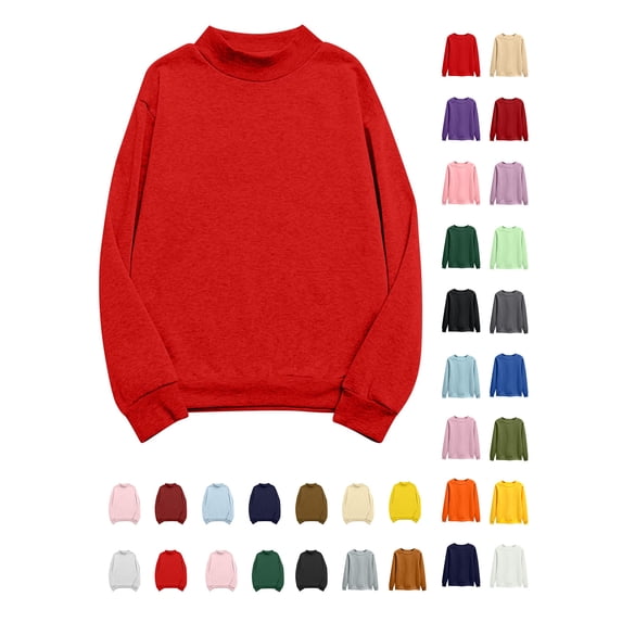Vmvidoty 2026 Sweatshirts for Women Plus Size,Women's Oversized Round Neck Long Sleeve Sweatshirts Red1 4XL