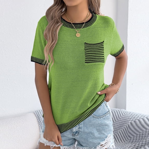 Vmvidoty 2026 Women Short Sleeve Raglan Tee Shirt Top for Spring and Summer Soft Basic Tees Green S
