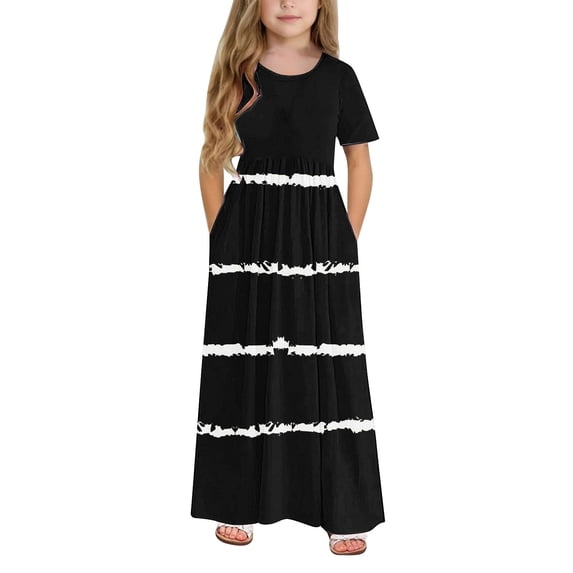 Vmvidoty 3-15Y Girls School Uniform Three Piece Set - Campus Style Shirts & Skirts & Necktie Set Black 7 Years