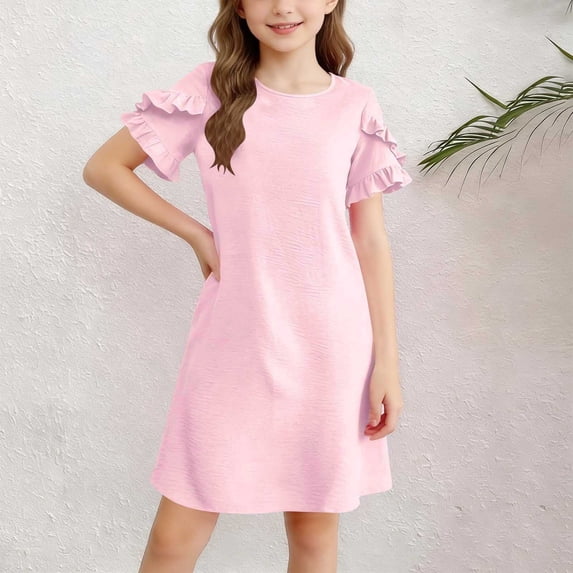 Vmvidoty 3-15Y Girls School Uniform Three Piece Set - Campus Style Shirts & Skirts & Necktie Set Pink 12-13 Years