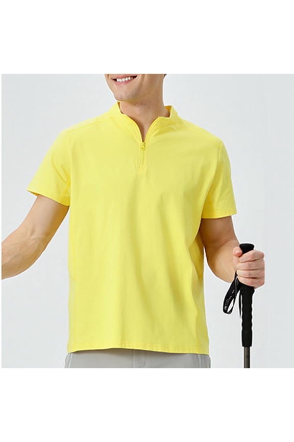 Athletic Quick Dry Training Works Men's and Big Men's Core Solid Color Active Tee with Short Sleeves Yellow S