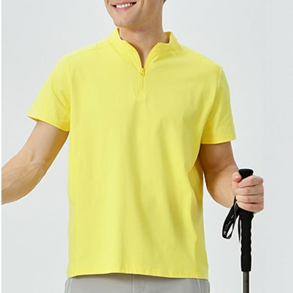 Vmvidoty Athletic Quick Dry Training Works Men's and Big Men's Core Solid Color Active Tee with Short Sleeves Yellow XXL