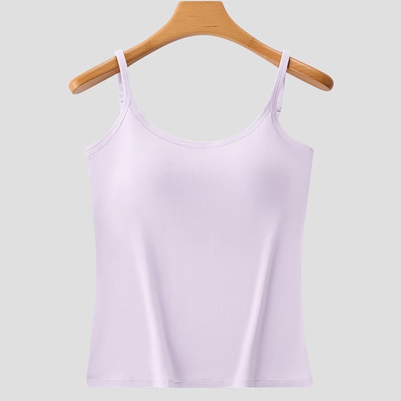 Vmvidoty Basic Women Camisole Cami Built-In Shelf Bra Adjst Strap Tank Top Purple XL