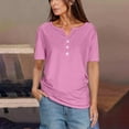 thumbnail image 1 of Vmvidoty Blouses for Women Dressy Casual Solid Color Medium Short Sleeve-Neck Top Pink L, 1 of 6