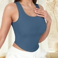 thumbnail image 1 of Vmvidoty Body Suits Tank Top for Women Scoop Neck Sleeveless Ribbed Vest Tops Basic Slimming Thong Bodysuit Going Out Outfits Blue L, 1 of 6