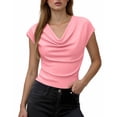 thumbnail image 1 of Vmvidoty Chiffon Blouses for Women Dressy Ruffle V Neck Tops Summer Casual 3/4 Sleeve Shirts Pink S, 1 of 4