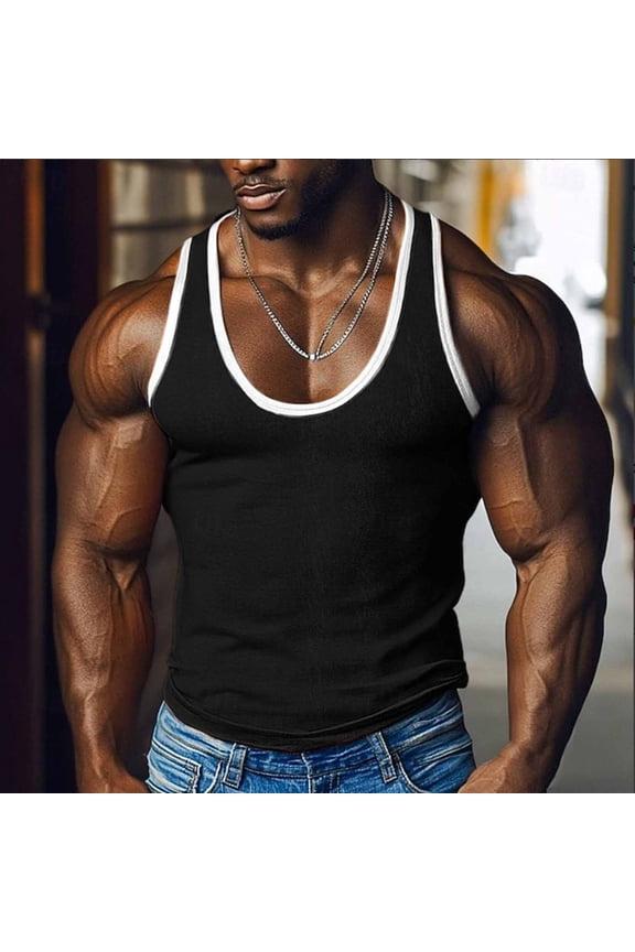 Contrast Color G-Unit Tank Tops Muscle Rib Men Adult Black S