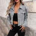 thumbnail image 1 of Vmvidoty Denim Jacket Womens Jean Jacket Casual Long Sleeve Drop Shoulder Button Front Coat with Pockets 1_Blue S, 1 of 8