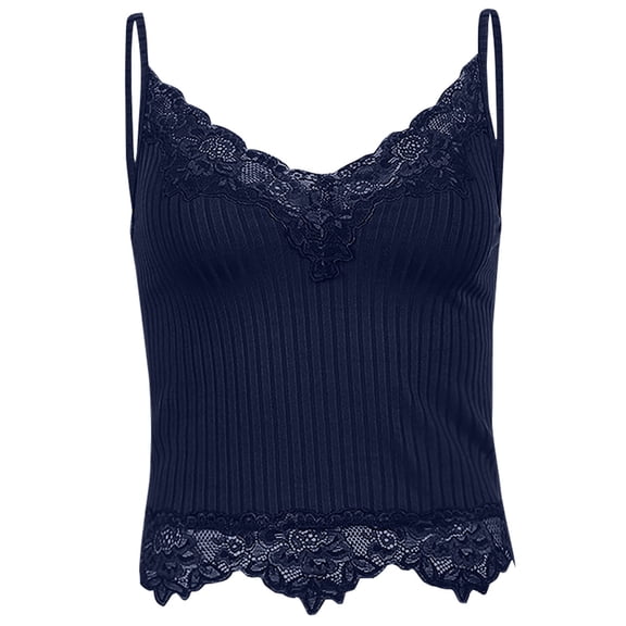 Vmvidoty Fashion Solid Color Lace Pad Gathering Camisole Integrated Type Women's Spaghetti Strap Tank Top - V Neck Sleeveless Camisole with Lace Trim, Perfect for Daily Casual/Workout/Vacation/Party