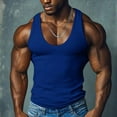 thumbnail image 1 of Vmvidoty G-unit Tank Tops Square Cut Muscle Rib for Men Blue M, 1 of 6