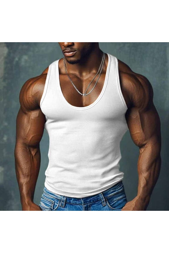 G-unit Tank Tops Square Cut Muscle Rib for Men White XXL