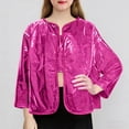 thumbnail image 1 of Vmvidoty Girls Shiny Party Long Sleeve Lightweight Zipper Metallic Jacket Hot Pink 9-10 Years, 1 of 6