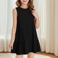thumbnail image 1 of Vmvidoty Girls Summer Cute Ruffled Short Sleeve Dress for Summer Black 12 Years, 1 of 9