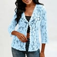 thumbnail image 1 of Vmvidoty Lace Cardigan for Women Open Front Long Sleeve Sheer Lace Floral Crochet Summer Shrug Bolero Cover Up Light Blue L, 1 of 8