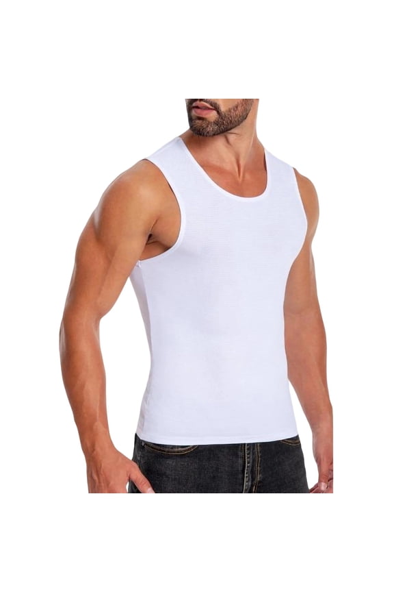 Men's Bodybuilding Stringer Tank Top Sleeveless Gym Shirts White M