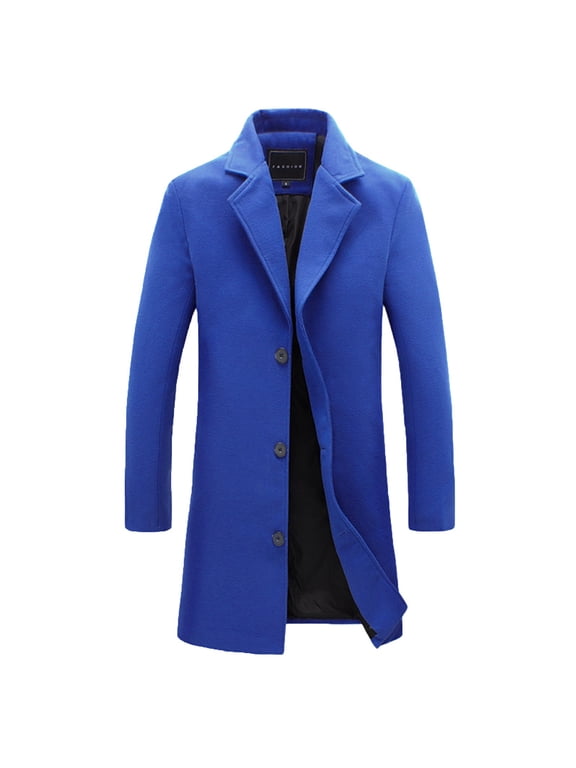 Men's Coat Notched Collar Single Breasted Overcoat Warm Winter Trench Coat