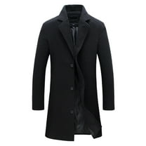 Vmvidoty Men's Coat Notched Collar Single Breasted Overcoat Warm Winter Trench Coat