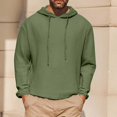 thumbnail image 1 of Vmvidoty Men's Pullover Hoodies Cutton Linen Solid Color Long Sleeve Drawstring Casual Hooded Sweatshirt Green XL, 1 of 7