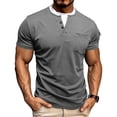 thumbnail image 1 of Vmvidoty Mens Fashion Henley Shirts Long Sleeve Button Cotton T-Shirt with Pocket Gray L, 1 of 8