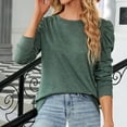 thumbnail image 1 of Vmvidoty Pleated Blouses for Women Dressy Casual Tops Business Work Shirts Long Sleeve Crew Neck Summer Outfits Green XL( Women's or Women's Plus ), 1 of 4