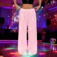 thumbnail image 1 of Vmvidoty Shiny Sequin Stretch Pants Women Sparkly High Waist Elastic Plus Size Wide Leg Pants Pink M, 1 of 9