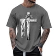 thumbnail image 1 of Vmvidoty Shirts for Mens Cross Jesus Graphic Shirt Short Sleeve Tops Dark Gray 2XL, 1 of 5