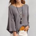 thumbnail image 1 of Vmvidoty Size S-5XL Women's 100% Cotton Fall Sateen Relaxed-Fit Loose Fit Peplum Blouse Long Sleeve Top Gray 4XL, 1 of 3