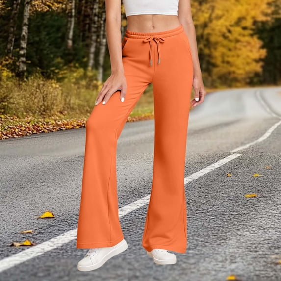 Vmvidoty Straight Leg Yoga Pants High Waisted Flare Bootcut Workout Pant Orange M