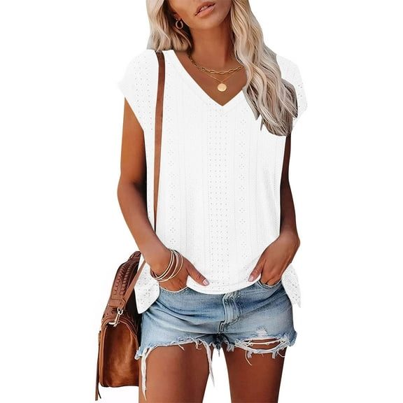 Vmvidoty Summer Tank Shirts Short Sleeve T-Shirts Vacation Loose Casual Tees White XXL