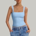 thumbnail image 1 of Vmvidoty Summer Women Tank Top Square Neck Sleeveless Basic Tight T Shirts Light Blue XL, 1 of 5