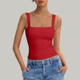 thumbnail image 1 of Vmvidoty Summer Women Tank Top Square Neck Sleeveless Basic Tight T Shirts Red M, 1 of 5