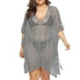 thumbnail image 1 of Vmvidoty Swimsuit Coverup Summer Dresses for Women Vacation Essentials Eyelet Crew Neck Loose Sleeveless Twisted Dresses Gray Free Size, 1 of 6