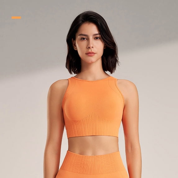 Vmvidoty Tank for Women Round Neck Active Workout Crop Tops Orange M