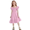 thumbnail image 1 of Vmvidoty Toddler Girl Dress Summer Baby Girls Dresses 2026 Fly Sleeve Casual Princess Toddler Dresses Pink 9 Years, 1 of 9