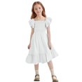 thumbnail image 1 of Vmvidoty Toddler Girl Dress Summer Baby Girls Dresses 2026 Fly Sleeve Casual Princess Toddler Dresses White 13 Years, 1 of 9