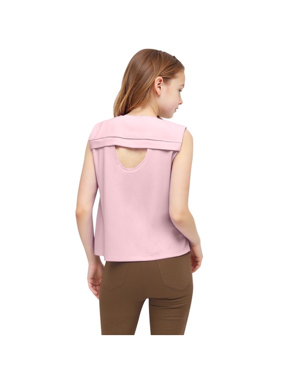 Toddler Kids Girls Fashion Cute Solid Color Soft Sleeveless Backless Bottom Singlet Tank Top Pink 2 Years