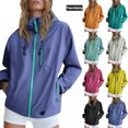 thumbnail image 1 of Vmvidoty Waterproof Hooded Jackets for Women Casual Solid Color Winter Outdoor Windbreaker Jacket with Zipper Pockets Loose Fit Sports Coat Hiking Travel Plus Size Available Blue L, 1 of 8