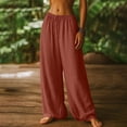 thumbnail image 1 of Vmvidoty Wide Leg Pants for Women Flowy Palazzo Drawstring Elastic Waist Trousers with Pockets Summer Beach Vacation Clothes Orange S, 1 of 8