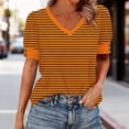 thumbnail image 1 of Vmvidoty Women Blouses Dressy Casual Summer Short Sleeve Shirts V Neck Striped Tunic Tops Orange XL, 1 of 5