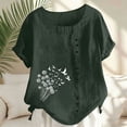 thumbnail image 1 of Vmvidoty Women Cotton Linen Crew Neck Short Sleeve Tunic, Tee Shirts Tops Loose Fit, Linen Blouse for Women Army Green M, 1 of 5
