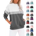 thumbnail image 1 of Vmvidoty Women Sweatshirts Colorblock Crew Neck Long Sleeve 2026 Fall Trendy Clothes Sweat Shirts Winter Tops Gray 2XL, 1 of 5