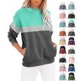 thumbnail image 1 of Vmvidoty Women Sweatshirts Colorblock Crew Neck Long Sleeve 2026 Fall Trendy Clothes Sweat Shirts Winter Tops Mint Green L, 1 of 5